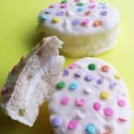 Individual Easter Cakes in white chocolate icing with sprinkles