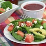 Snag this easy to follow watermelon salad recipe with blueberries or quartered strawberries.
