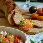This delicious Feta, Cucumber & Tomato Appetizer is a great option if you want a simple yet delicious appetizer or dip that uses extra produce from your garden. - Teaspoon Of Goodness