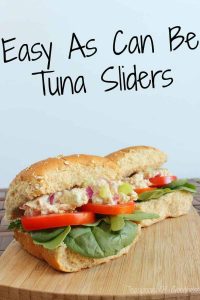Snag this easy as can be tuna slider recipe that is packed with fresh veggies for lunch or a light dinner. - Teaspoon Of Goodness