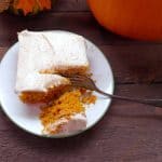 This pumpkin cake recipe with cream cheese frosting is going to fast become a favorite for you entire family during the pumpkin rich fall months. - Teaspoon Of Goodness