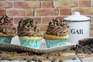 A little moist cake, with sweetened cookie dough and of course the delicious chocolate chips make these chocolate chip cookie dough cupcakes a favorite dessert option for many. - Teaspoon Of Gooness
