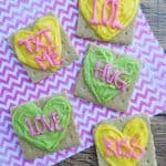 Conversation hearts made out of graham crackers and icing