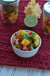This homemade mango salsa is a simple, delicious, and perfect choice for topping almost any chicken or fish dish.