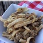 Cabbage and Sausage with Noodles is a great easy to throw together meal that is ideal for those nights when you don't feel like cooking but want something comforting. - Teaspoon of Goodness