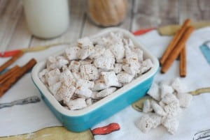 I love snack mixes for the kids and puppy chows or muddy buddies are no different. I was 8 when I made my first batch of puppy chow and really loved telling people I was feeding them a food made for puppies. My Snickerdoodle Puppy Chow Recipe is so much fun to make! - Teaspoon of Goodness