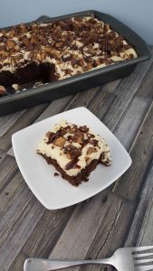 I am a huge fan of the classic poke cake, but this Peanut Butter Chocolate Poke Cake may very well be the best easy dessert recipe I have ever made. It is rich, decadent, easy to make, and satisfies all the cravings. - Teaspoon of Goodness