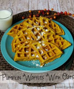 Bring the family together for breakfast with these Pumpkin Waffles With Oats. Not only are these a great Sunday morning breakfast but a school lunch meal as well! - Teaspoon of Goodness