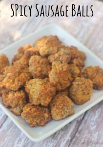 Snag this easy recipe for Spicy Cheese & Sausage Balls. Perfect for a quick morning breakfast, road trip snack or school lunch ideas. So easy they practically make themselves! ~ Teaspoon Of Goodness