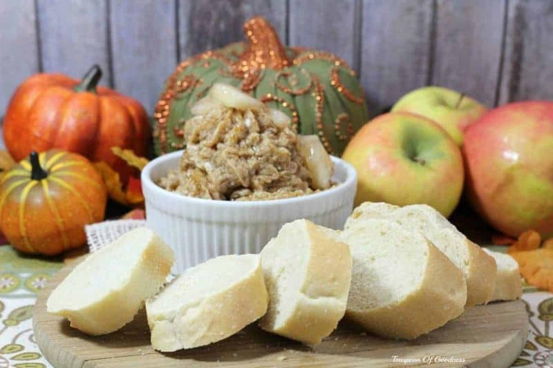 One of my favorite things about fall is this delicious Caramel Apple Butter Recipe spread over a nice piece of whole grain toast. - Teaspoon Of Goodness