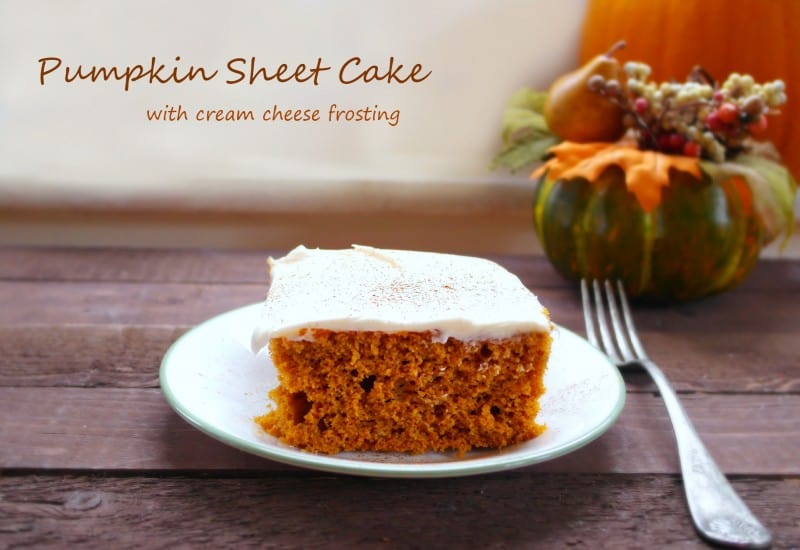 This pumpkin cake recipe with cream cheese frosting is going to fast become a favorite for you entire family during the pumpkin rich fall months. - Teaspoon Of Goodness