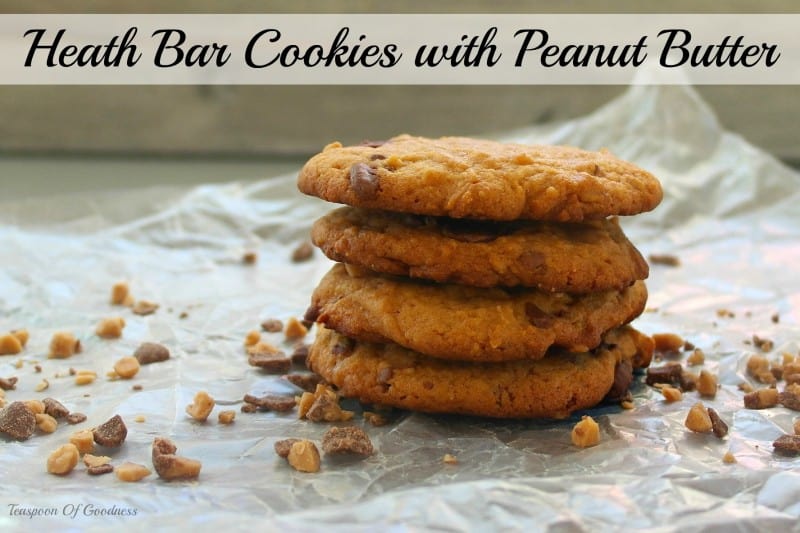 These Heath Bar Cookies with Peanut Butter are an amazing creation of favorite flavors combined into one delicious sweet morsel. - Teaspoon Of Goodness