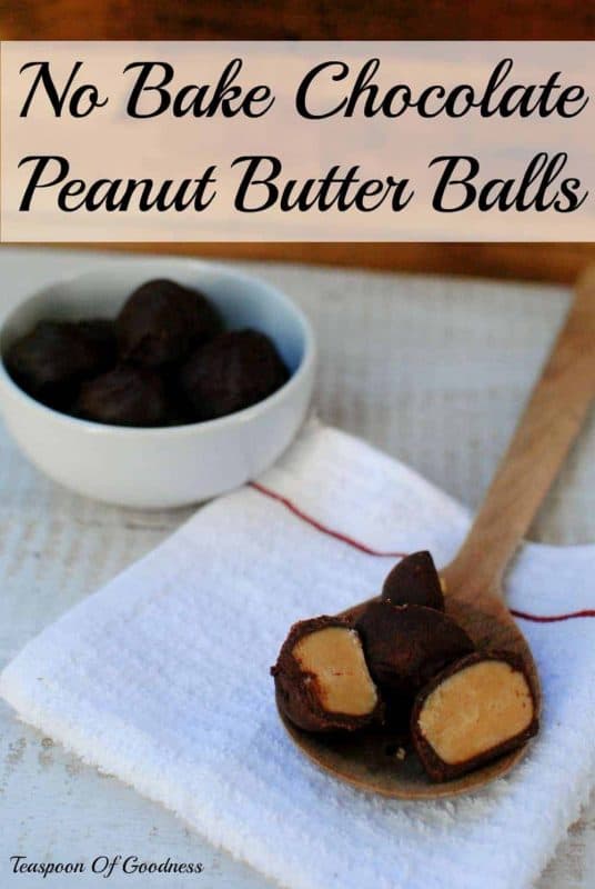 Chocolate Peanut Butter Balls are a favorite holiday treat in our house, and since this recipe is no bake, it is even better in my opinion. - Teaspoon Of Goodness