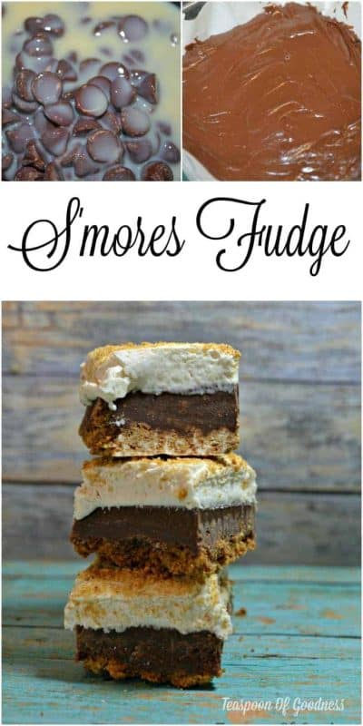 The delicious combination of chocolate, Graham crackers and marshmallow makes this S'mores Fudge a new recipe to include in your candy making this year! - Teaspoon Of Goodness