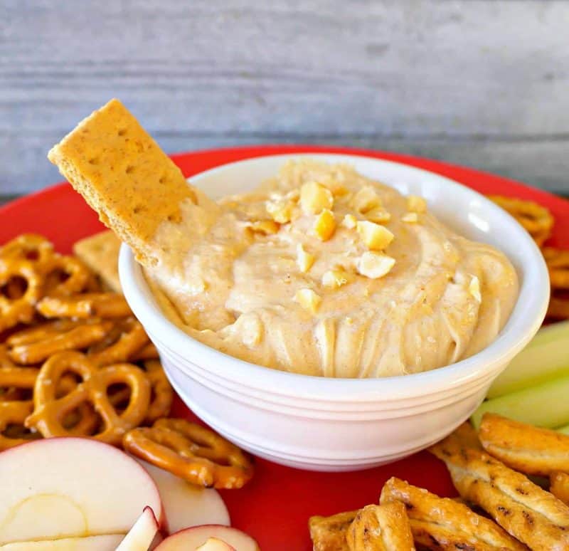 This Peanut Butter Dip is one of the easiest and most delicious snacks or desserts you will ever make. - Teaspoon Of Goodness