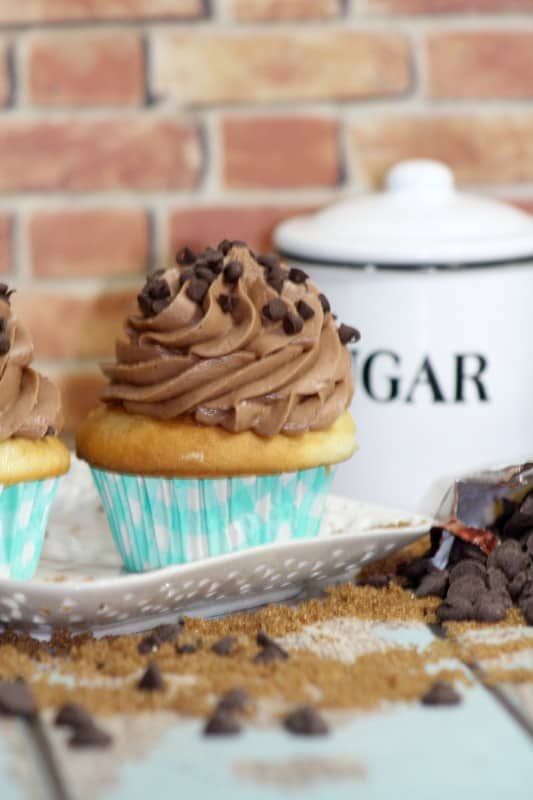 A little moist cake, with sweetened cookie dough and of course the delicious chocolate chips make these chocolate chip cookie dough cupcakes a favorite dessert option for many. - Teaspoon Of Gooness