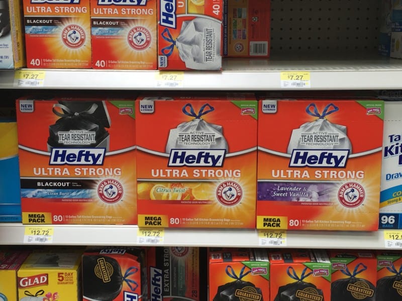 Use an odor neutralizer trash bag #heftyheftyhefty