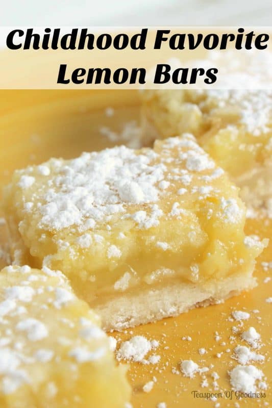 There is nothing more classic for a delicious sweet treat than a Lemon Bars Recipe. This easy and tasty dessert is one that everyone remembers having at some point in their childhood. - Teaspoon of Goodness