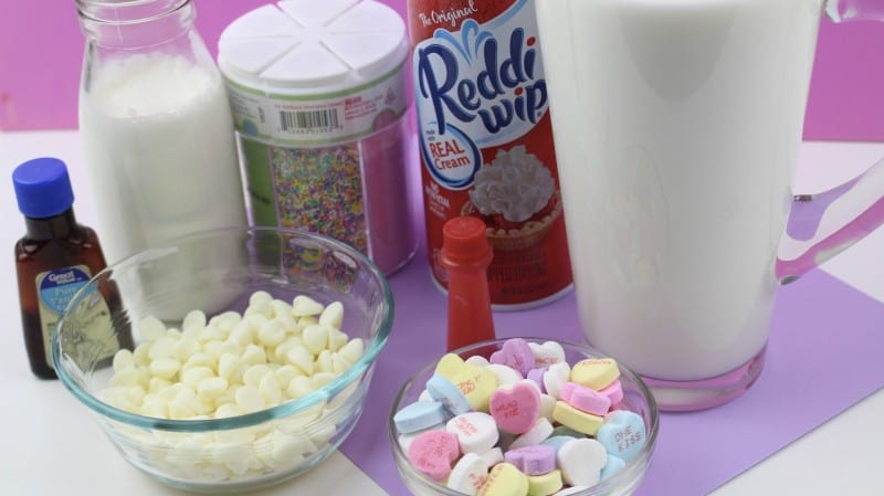 This Conversation Hearts Hot Chocolate Recipe is a great idea for a fun special Valentine's Day drink! - Teaspoon of Goodness