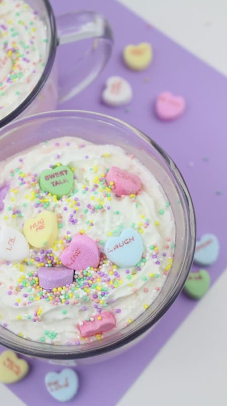 This Conversation Hearts Hot Chocolate Recipe is a great idea for a fun special Valentine's Day drink! - Teaspoon of Goodness