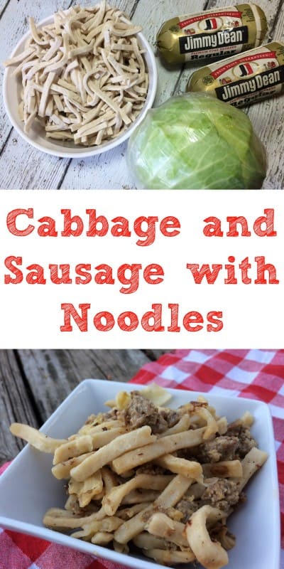 Cabbage and Sausage with Noodles is a great easy to throw together meal that is ideal for those nights when you don't feel like cooking but want something comforting. - Teaspoon of Goodness