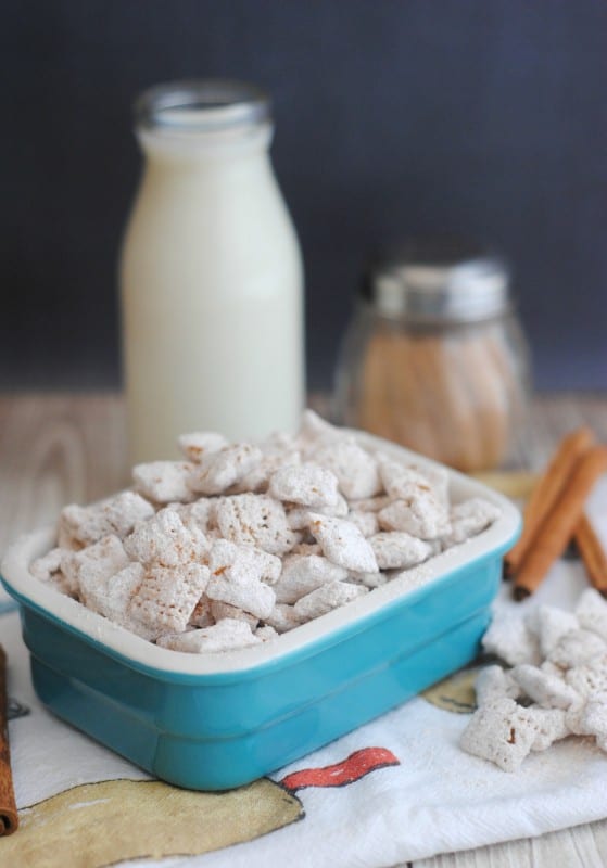 I love snack mixes for the kids and puppy chows or muddy buddies are no different. I was 8 when I made my first batch of puppy chow and really loved telling people I was feeding them a food made for puppies. My Snickerdoodle Puppy Chow Recipe is so much fun to make! - Teaspoon of Goodness