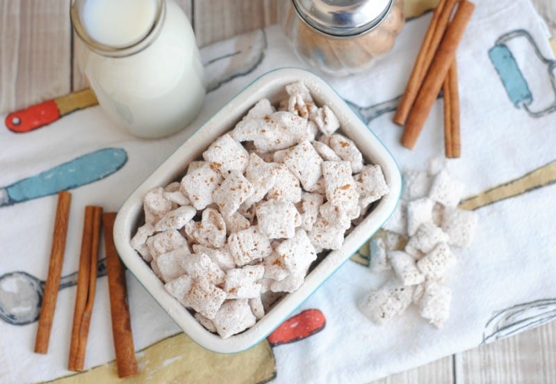 I love snack mixes for the kids and puppy chows or muddy buddies are no different. I was 8 when I made my first batch of puppy chow and really loved telling people I was feeding them a food made for puppies. My Snickerdoodle Puppy Chow Recipe is so much fun to make! - Teaspoon of Goodness