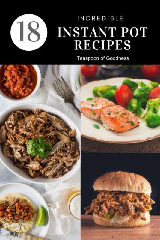 A collage of 18 Instant Pot Recipes on a black background