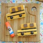 Back to school treat recipe shaped like school buses using little debbie snack cakes.