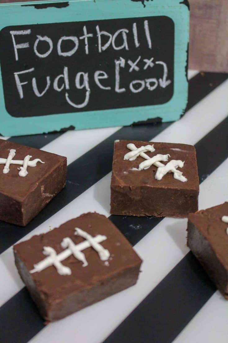 Homemade fudge recipe decorated like football treats