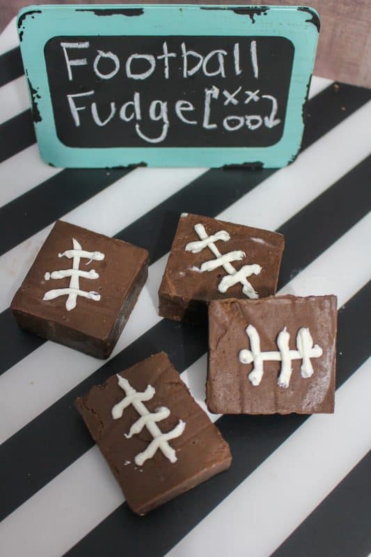 Homemade fudge recipe decorated like football treats