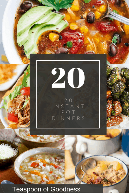 Collage with instant pot dinners. 